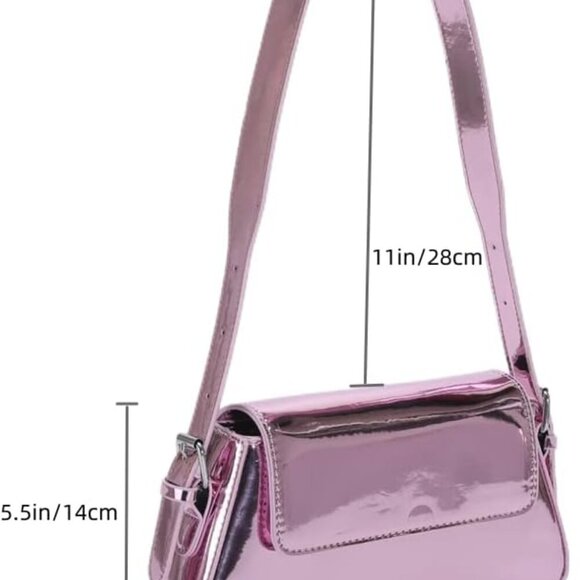 Women Shoulder Purse Metallic Clutch Evening Bag Crossbody Hobo Accessory - Picture 2 of 7